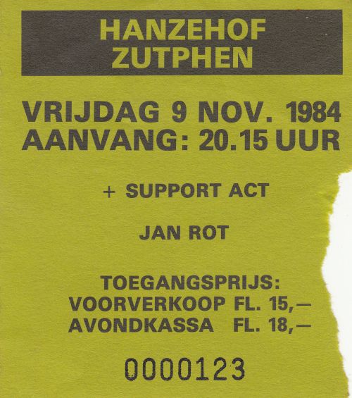 Golden Earring ticket#123 November 09 Zutphen - Hanzehof